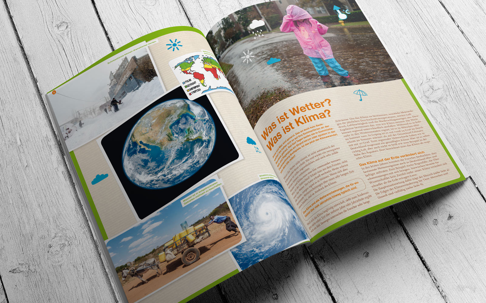 Editorial Design für Kinder; Kinderinfoheft zum Thema Klimaschutz