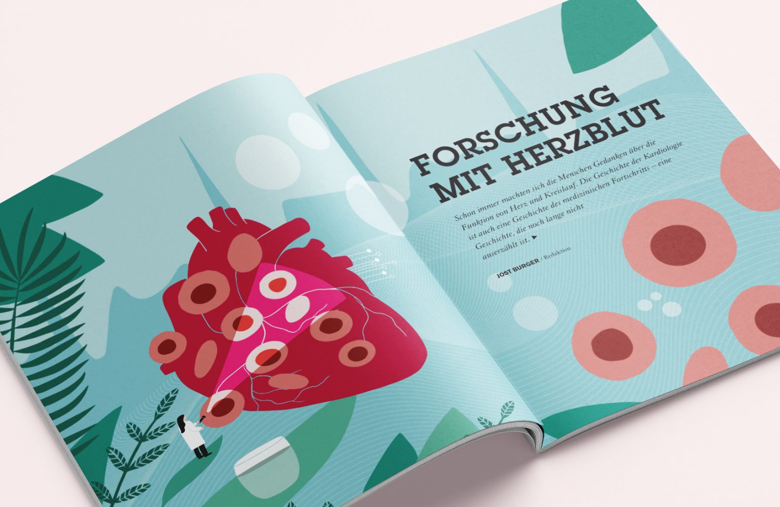Abbildung Doppelseite Zeitschrift, Editorial Illustration | Thema Medizin